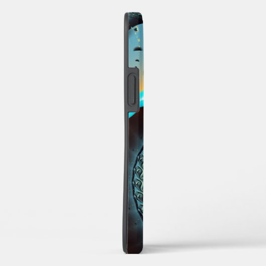 Abstraktes blaues Türkis Orange Fraktal Case-Mate iPhone Hülle (Rückseite / Rechts)