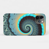 Abstraktes blaues Türkis Orange Fraktal Case-Mate iPhone Hülle (Rückseite (Horizontal))