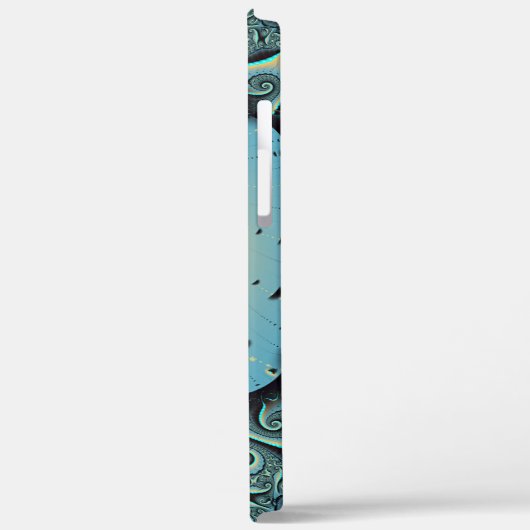 Abstraktes blaues Türkis Orange Fraktal Case-Mate iPhone Hülle (Rückseite / Links)