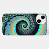 Abstraktes blaues Türkis Orange Fraktal Case-Mate iPhone Hülle (Rückseite (Horizontal))