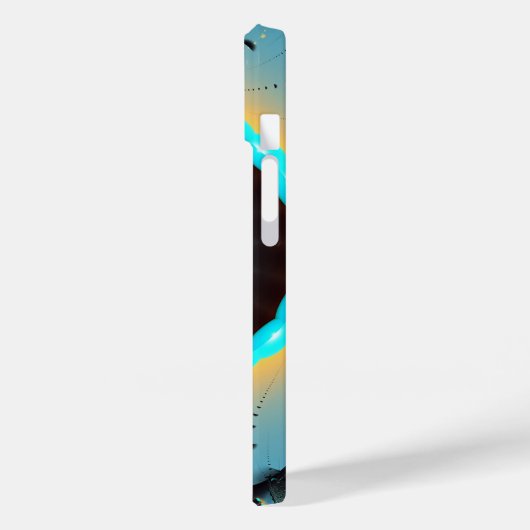 Abstraktes blaues Türkis Orange Fraktal Case-Mate iPhone Hülle (Rückseite / Links)