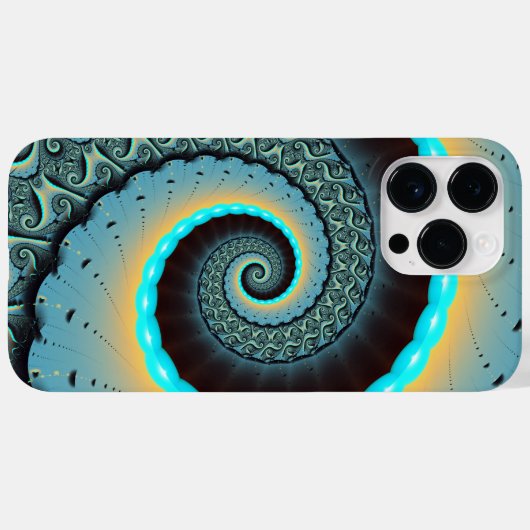 Abstraktes blaues Türkis Orange Fraktal Case-Mate iPhone Hülle (Rückseite (Horizontal))