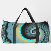 Abstraktes blaues Türkis Orange Fraktal Duffle Bag (Vorderseite)