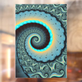 Abstraktes blaues Türkis Orange Fraktal Fensteraufkleber (Blatt 2)