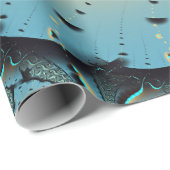 Abstraktes blaues Türkis Orange Fraktal Geschenkpapier (Rolleneckpunkt)