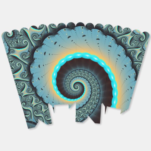 Abstraktes blaues Türkis Orange Fraktal Geschenkschachtel (Ungeklappt)