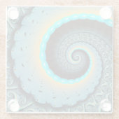 Abstraktes blaues Türkis Orange Fraktal Glasuntersetzer (Rückseite)