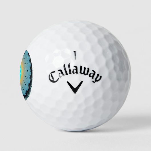 Abstraktes blaues Türkis Orange Fraktal Golfball (Logo)