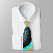 Abstraktes blaues Türkis Orange Fraktal Krawatte (Gebunden)