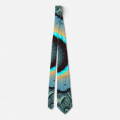 Abstraktes blaues Türkis Orange Fraktal Krawatte (Rückseite)