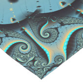 Abstraktes blaues Türkis Orange Fraktal Kurzer Tischläufer (Ecke)