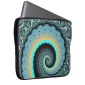 Abstraktes blaues Türkis Orange Fraktal Laptopschutzhülle (Vorne Rechts)