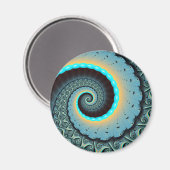 Abstraktes blaues Türkis Orange Fraktal Magnet (Vorderseite/Rückseite)