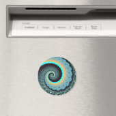 Abstraktes blaues Türkis Orange Fraktal Magnet (In Situ (Geschirrspüler))