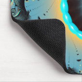 Abstraktes blaues Türkis Orange Fraktal Mousepad (Ecke)