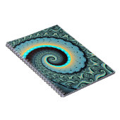 Abstraktes blaues Türkis Orange Fraktal Notizblock (Rechte Seite)