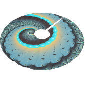 Abstraktes blaues Türkis Orange Fraktal Polyester Weihnachtsbaumdecke (Schrägansicht)