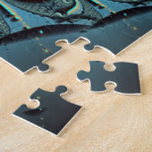 Abstraktes blaues Türkis Orange Fraktal Puzzle (Seite)