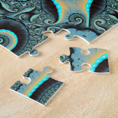 Abstraktes blaues Türkis Orange Fraktal Puzzle (Seite)