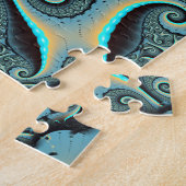 Abstraktes blaues Türkis Orange Fraktal Puzzle (Seite)