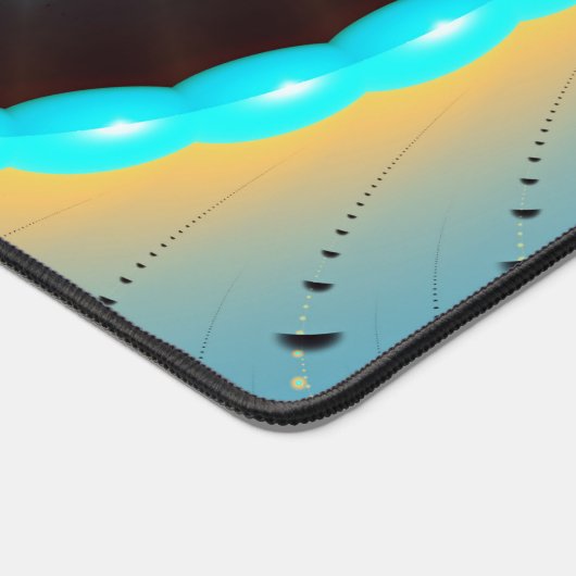 Abstraktes blaues Türkis Orange Fraktal Schreibtischunterlage (Ecke)