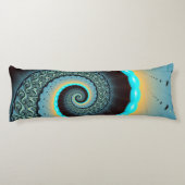 Abstraktes blaues Türkis Orange Fraktal Seitenschläferkissen (Rückseite)