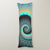 Abstraktes blaues Türkis Orange Fraktal Seitenschläferkissen (Rückseite (Vertikal))