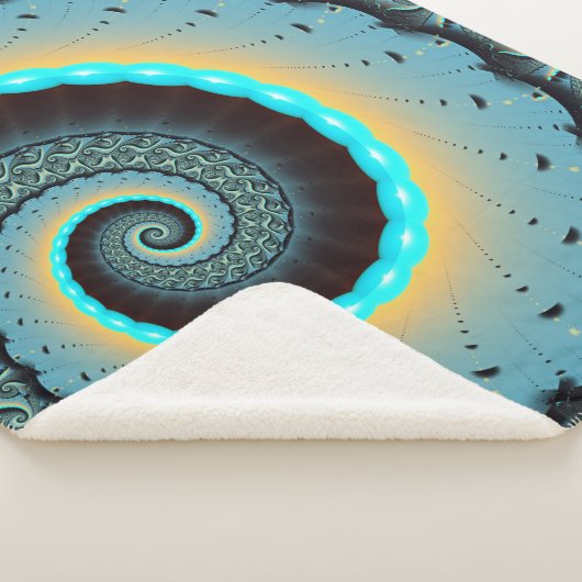 Abstraktes blaues Türkis Orange Fraktal Sherpadecke (3/4)