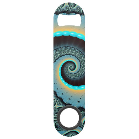 Abstraktes blaues Türkis Orange Fraktal Speed Flaschenöffner (Vorderseite)