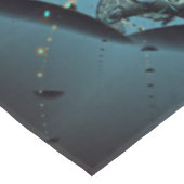 Abstraktes blaues Türkis Orange Fraktal Tischdecke (Schrägansicht)