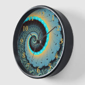 Abstraktes blaues Türkis Orange Fraktal Uhr (Winkel)