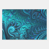 Abstraktes blaues und Aquamarines Spiralmuster Geschenkpapier Set (Vorderseite 3)