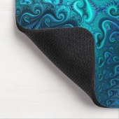Abstraktes blaues und Aquamarines Spiralmuster Mousepad (Ecke)