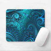 Abstraktes blaues und Aquamarines Spiralmuster Mousepad (Mit Mouse)
