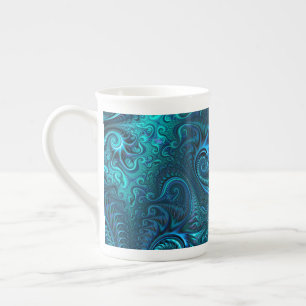 Abstraktes blaues und Aquamarines Spiralmuster Porzellantasse