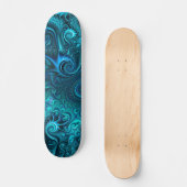 Abstraktes blaues und Aquamarines Spiralmuster Skateboard (Vorderseite)