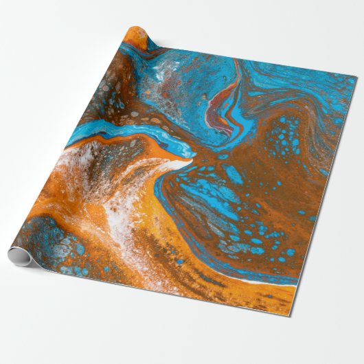 Abstraktes blaues und braunes Bild Geschenkpapier (Ungerollt)