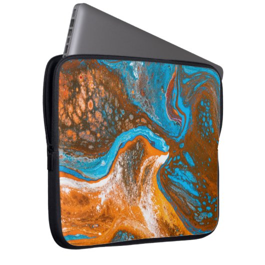 Abstraktes blaues und braunes Bild Laptopschutzhülle (Vorne Rechts)