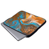 Abstraktes blaues und braunes Bild Laptopschutzhülle (Vorne Knopf)