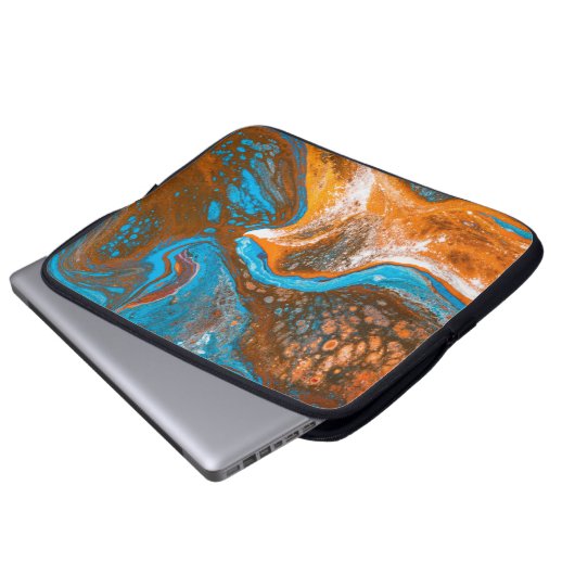 Abstraktes blaues und braunes Bild Laptopschutzhülle (Vorne Knopf)