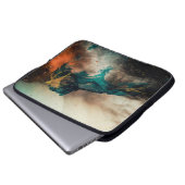 Abstraktes blaues und braunes Bild Laptopschutzhülle (Vorne Knopf)
