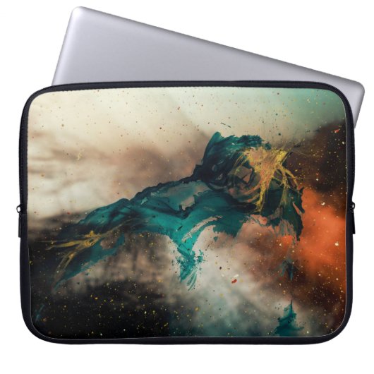 Abstraktes blaues und braunes Bild Laptopschutzhülle (Vorderseite)