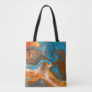 Abstraktes blaues und braunes Bild Tasche