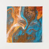 Abstraktes blaues und braunes Bild Wandteppich (Vorderseite (Horizontal))