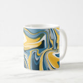 Abstraktes blaues und gelbes fließendes Muster  Kaffeetasse (VorderseiteRechts)