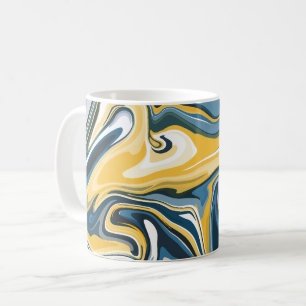 Abstraktes blaues und gelbes fließendes Muster  Kaffeetasse