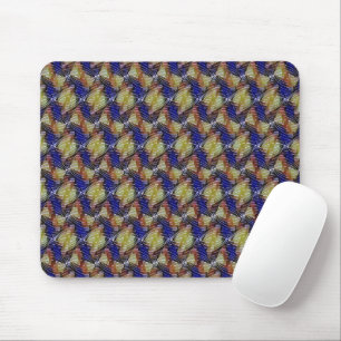 Abstraktes blaues und goldenes Wellen geometrische Mousepad