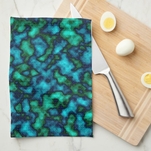 Abstraktes blaues und grünes Muster Geschirrtuch (Viertel Falte)