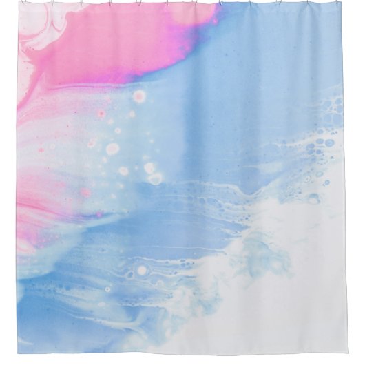 Abstraktes, blaues und rosa Bild Duschvorhang (Vorderseite)