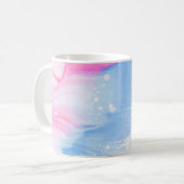 Abstraktes, blaues und rosa Bild Kaffeetasse (Vorderseite Links)